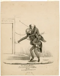 El ministro rechazado, nunca podemos hacerlo presidente sin antes hacerlo vicepresidente [Jackson y Van Buren], 1832